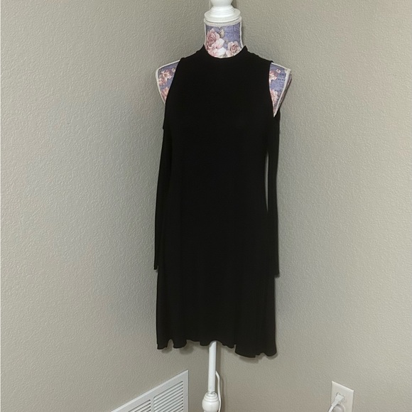 Acemi Black Open Shoulder Sheath Dress Mock Neck - Picture 1 of 5